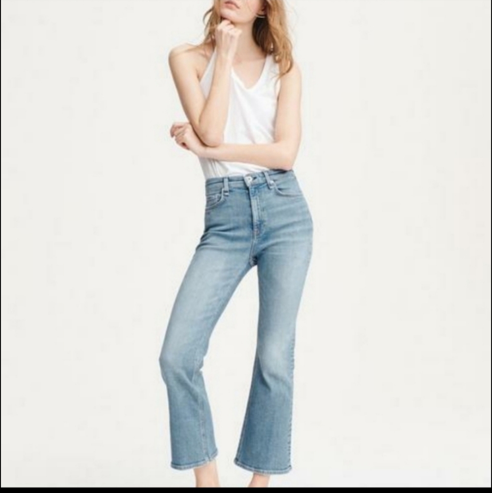 Rag & Bone Nina High Rise Ankle Flared Jeans In Gravel